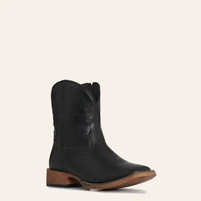 Roper Women's Shayla Black Faux Leather Wide Square Toe Cowboy Boots