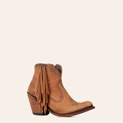 Liberty Black Women's Chloe Vegas Faggio Tan Fringe Round Toe Booties