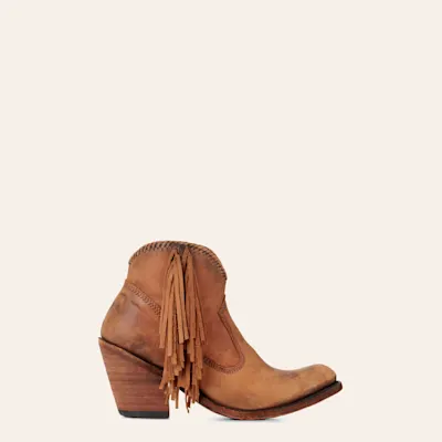 Liberty Black Women's Chloe Vegas Faggio Tan Fringe Round Toe Booties