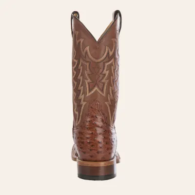 Tony Lama Men's Tan and Brandy Full Quill Ostrich Wide Square Toe Exotic Cowboy Boot - Cavender's Exclusive 2 Tony Lama Men's Tan and Brandy Full Quill Ostrich Wide Square Toe Exotic Cowboy Boot - Cavender's Exclusive