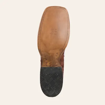 Tony Lama Men's Tan and Brandy Full Quill Ostrich Wide Square Toe Exotic Cowboy Boot - Cavender's Exclusive 3 Tony Lama Men's Tan and Brandy Full Quill Ostrich Wide Square Toe Exotic Cowboy Boot - Cavender's Exclusive