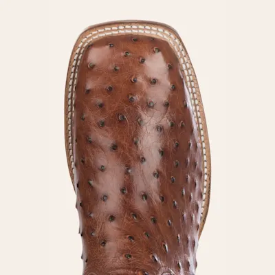 Tony Lama Men's Tan and Brandy Full Quill Ostrich Wide Square Toe Exotic Cowboy Boot - Cavender's Exclusive 4 Tony Lama Men's Tan and Brandy Full Quill Ostrich Wide Square Toe Exotic Cowboy Boot - Cavender's Exclusive