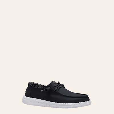 Hey Dude Women's Wendy Stretch Canvas Black Lace Moc Toe Shoes