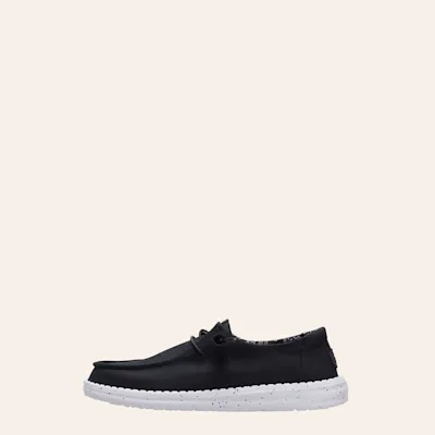 Hey Dude Women's Wendy Stretch Canvas Black Lace Moc Toe Shoes