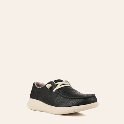 Ariat Women's Hilo Black Floral Embossed Moc Toe Lace Up Casual Shoe