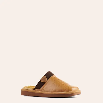 Ariat Men's Silversmith Tan Ostrich Print Slippers