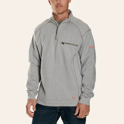 Ariat Men's FR Silver Fox Heather 1/4 Zip Pullover