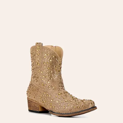 Roper Women's Shay Jewels Tan Rhinestone Snip Toe Cowboy Booties