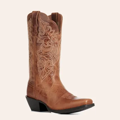 Ariat Women's Round Up Russet Tan Punchy Square Toe Cowboy Boots