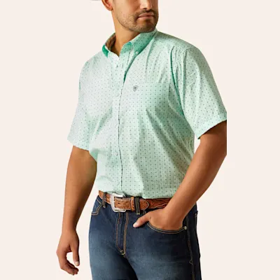 Ariat Men's Ellis Mint Geo Print Western Shirt