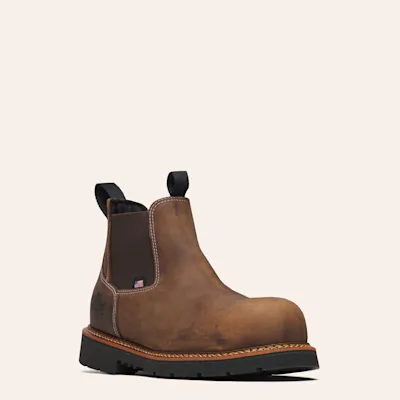 Thorogood Men's American Heritage Brown Crazy Horse Nano Round Toe Chelsea Boots