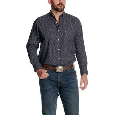 Rafter C Men's Navy Geo Print Western Shirt