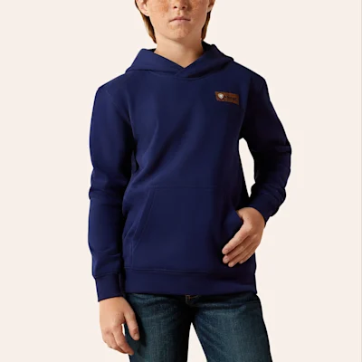 Ariat Boys' Woodshop Navy Logo Stack Hoodie