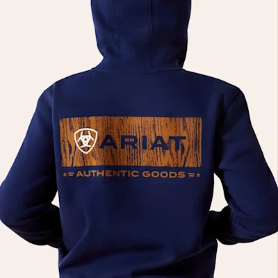 Ariat Boys' Woodshop Navy Logo Stack Hoodie