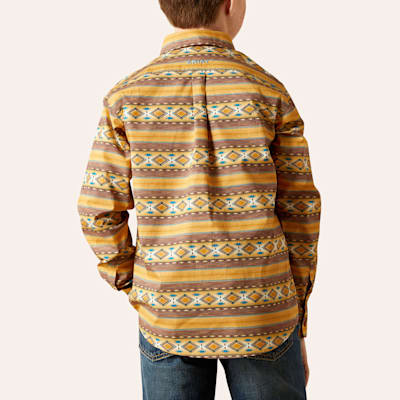 Ariat Boy's Tan Teddi Aztec Print Western Shirt