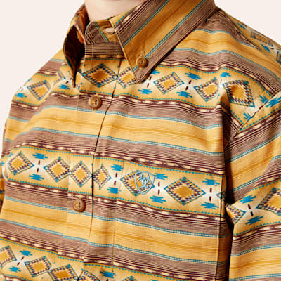 Ariat Boy's Tan Teddi Aztec Print Western Shirt
