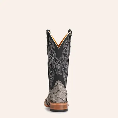 Cavender's Women's Horseman Charcoal Pirarucu & Black Leather Wide Square Toe Cowboy Boots 4 Cavender's Women's Horseman Charcoal Pirarucu & Black Leather Wide Square Toe Cowboy Boots