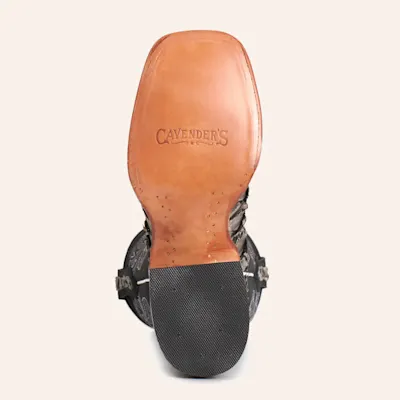 Cavender's Women's Horseman Charcoal Pirarucu & Black Leather Wide Square Toe Cowboy Boots 6 Cavender's Women's Horseman Charcoal Pirarucu & Black Leather Wide Square Toe Cowboy Boots
