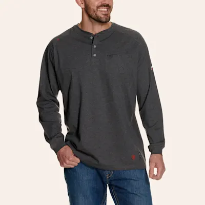 Ariat FR Men's Charcoal Henley Long Sleeve Work Shirt