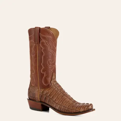 Lucchese Men's Tawny Franklin Hornback Caiman Leather Narrow Square Toe Boots