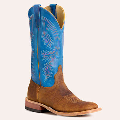 Anderson Bean Men's Natural Bison & Avatar Blue Wide Square Toe Cowboy Boots