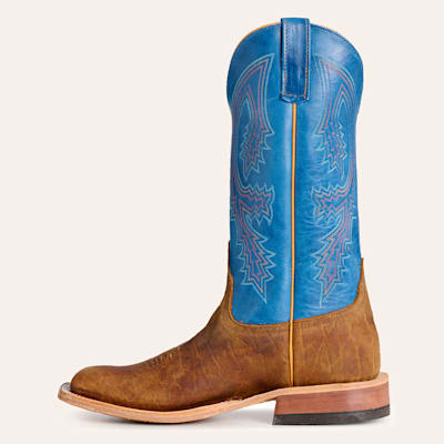 Anderson Bean Men's Natural Bison & Avatar Blue Wide Square Toe Cowboy Boots