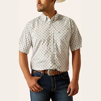 Ariat Men's Evan White Aztec Geo Print Western Shirt