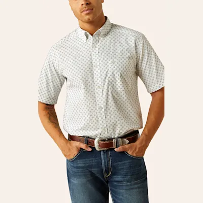 Ariat Men's Shawn Blue & White Geo Western Shirt