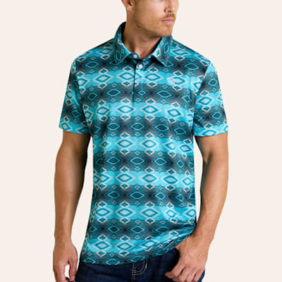 Rock & Roll Denim Men's Turquoise Aztec Print Polo Shirt