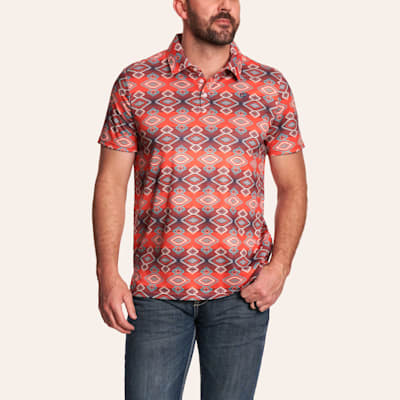 Rock & Roll Denim Men's Red Aztec Polo