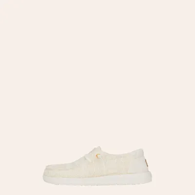 Hey Dude Women's Wendy White & Gold Crochet Lace Moc Toe Casual Shoes