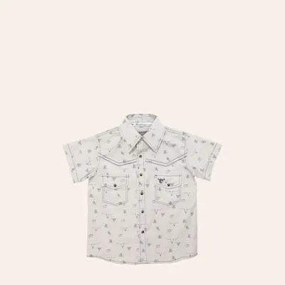 Cowboy Hardware Boy's Light Gray Branding Iron Print Western Shirt