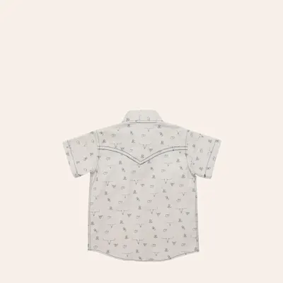Cowboy Hardware Boy's Light Gray Branding Iron Print Western Shirt