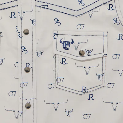 Cowboy Hardware Boy's Light Gray Branding Iron Print Western Shirt