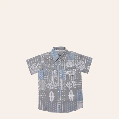 Cowboy Hardware Boy's Gray Aztec Bandana Print Shirt