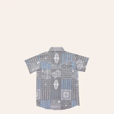 Cowboy Hardware Boy's Gray Aztec Bandana Print Shirt
