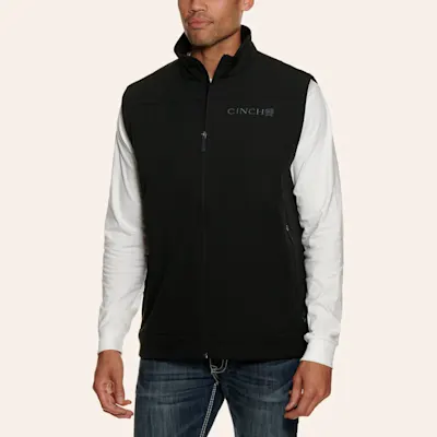 Cinch Men's Black & Gray Logo Bonded Vest