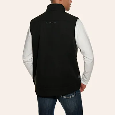 Cinch Men's Black & Gray Logo Bonded Vest