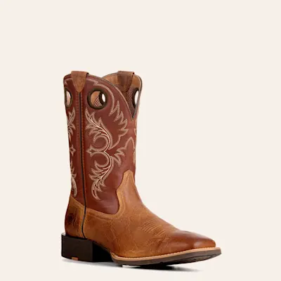 Ariat Men’s Aged and Luna Tan Sport Rodeo Elephant Print Leather Wide Square Toe Cowboy Boots