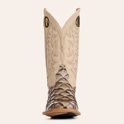 Cavender's Men's Intrepid Glazed Taupe and Light Gray Pirarucu Print Wide Square Toe Cowboy Boots 2 Cavender's Men's Intrepid Glazed Taupe and Light Gray Pirarucu Print Wide Square Toe Cowboy Boots