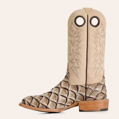 Cavender's Men's Intrepid Glazed Taupe and Light Gray Pirarucu Print Wide Square Toe Cowboy Boots 3 Cavender's Men's Intrepid Glazed Taupe and Light Gray Pirarucu Print Wide Square Toe Cowboy Boots