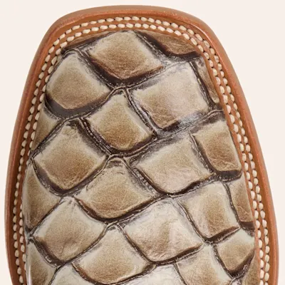 Cavender's Men's Intrepid Glazed Taupe and Light Gray Pirarucu Print Wide Square Toe Cowboy Boots 7 Cavender's Men's Intrepid Glazed Taupe and Light Gray Pirarucu Print Wide Square Toe Cowboy Boots