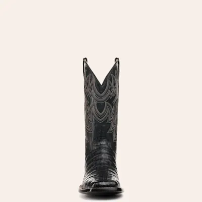 Cavender's Men's Black Caiman Tail Wide Square Toe Exotic Cowboy Boots
