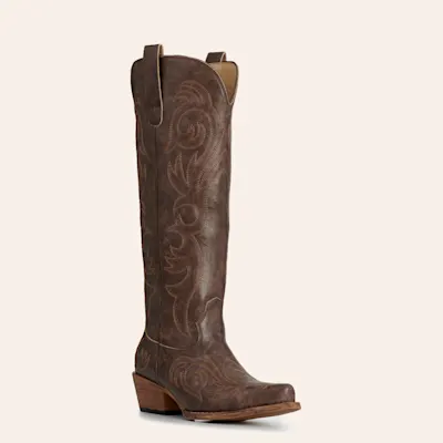 Roper Women's Brown Faux Leather Scroll Snip Toe Cowboy Boots