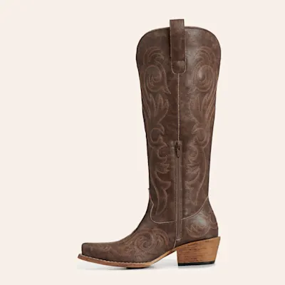 Roper Women's Brown Faux Leather Scroll Snip Toe Cowboy Boots