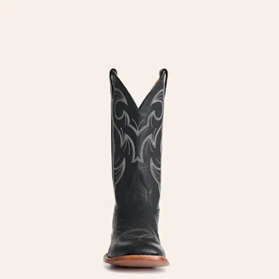 Cavender’s Men’s Black Leather Wide Square Toe Cowboy Boots