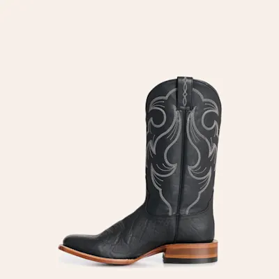 Cavender’s Men’s Black Leather Wide Square Toe Cowboy Boots
