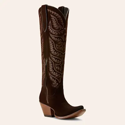 Ariat Women's Laramie Stretchfit French Roast Suede Zipper Snip Toe Cowboy Boots