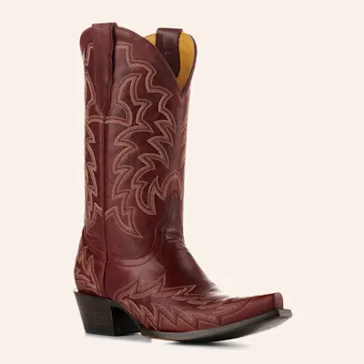 Cavender’s Women’s Leather Dark Red Snip Toe Cowboy Boots