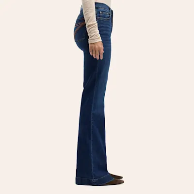 7 For All Mankind Women's Dojo Rebellion Dark Wash Metallic Ombre Stitched Trouser Jeans